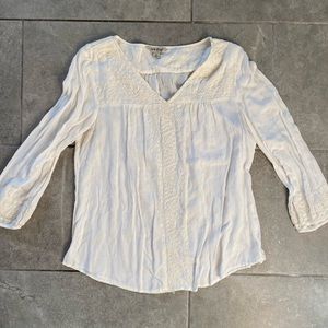 Lucky Brand Cream Embroidered Blouse